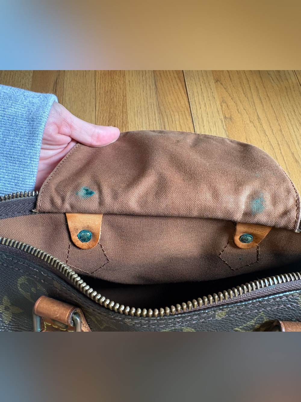 Louis Vuitton Brown Monogram Satchel with Tan Leather Handles - Picture 6 of 16